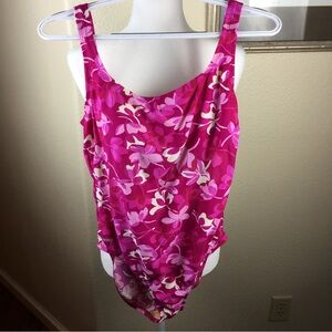 Speedo Women's One Piece Pink White Floral Swimsuit Size 12